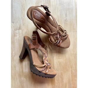 Dr. Scholls Brazilian Leather Cushioned Strappy Women's Platform Sandals Size 8M